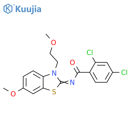 2,4-dichloro-N-[(2Z)-6-methoxy-3-(2-methoxyethyl)-2,3-dihydro-1,3-benzothiazol-2-ylidene]benzamide structure