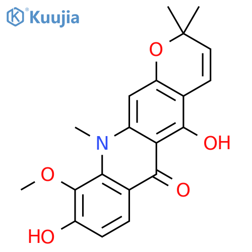 6H-Pyrano[3,2-b]acridin-6-one,2,11-dihydro-5,9-dihydroxy-10-methoxy-2,2,11-trimethyl- structure