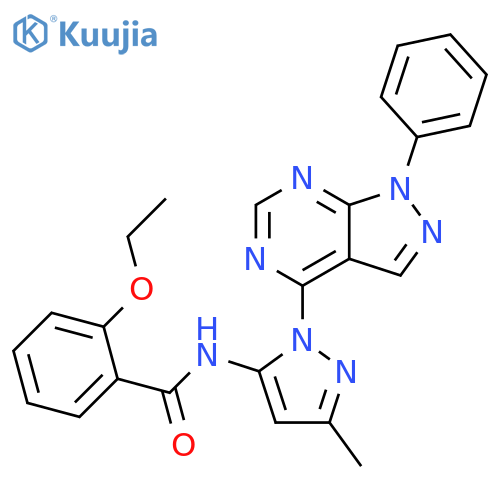 2-ethoxy-N-(3-methyl-1-{1-phenyl-1H-pyrazolo[3,4-d]pyrimidin-4-yl}-1H-pyrazol-5-yl)benzamide structure