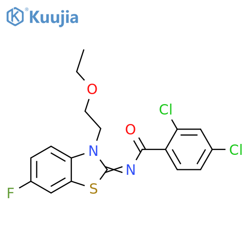 2,4-dichloro-N-[(2Z)-3-(2-ethoxyethyl)-6-fluoro-2,3-dihydro-1,3-benzothiazol-2-ylidene]benzamide structure