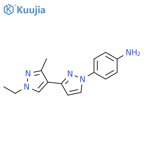 4-3-(1-ethyl-3-methyl-1H-pyrazol-4-yl)-1H-pyrazol-1-ylaniline structure