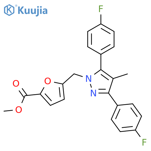 <br>5-[3,5-Bis-(4-fluoro-phenyl)-4-methyl-pyrazol-1-ylmethyl]-furan-2-carboxyli c acid methyl ester structure