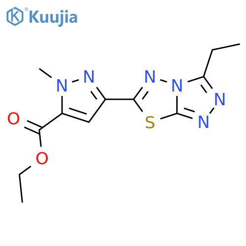 ethyl 3-{3-ethyl-1,2,4triazolo3,4-b1,3,4thiadiazol-6-yl}-1-methyl-1H-pyrazole-5-carboxylate structure