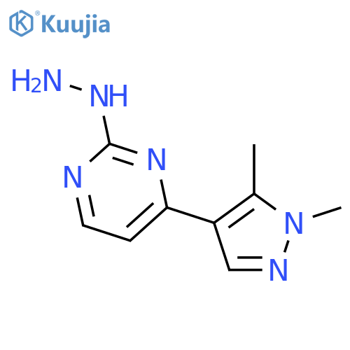 4-(1,5-Dimethyl-1H-pyrazol-4-yl)-2-hydrazinylpyrimidine structure