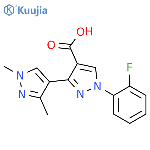 1-(2-fluorophenyl)-1',3'-dimethyl-1H,1'H-3,4'-bipyrazole-4-carboxylic acid structure