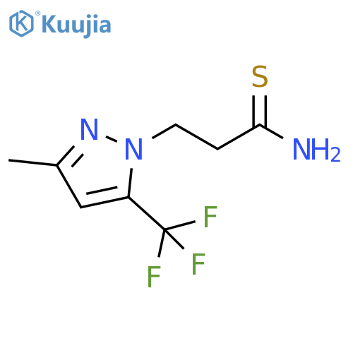 3-3-methyl-5-(trifluoromethyl)-1H-pyrazol-1-ylpropanethioamide structure