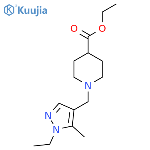 ethyl 1-(1-ethyl-5-methyl-1H-pyrazol-4-yl)methylpiperidine-4-carboxylate structure