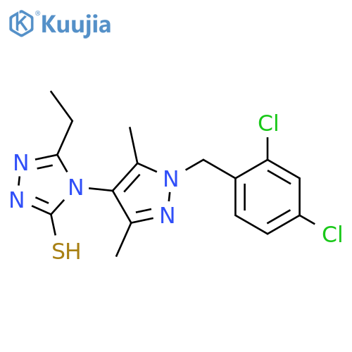 <br>4-(1-(2,4-Dichlorobenzyl)-3,5-dimethyl-1H-pyrazol-4-yl)-5-ethyl-4H-1,2,4-tr iazole-3-thiol structure