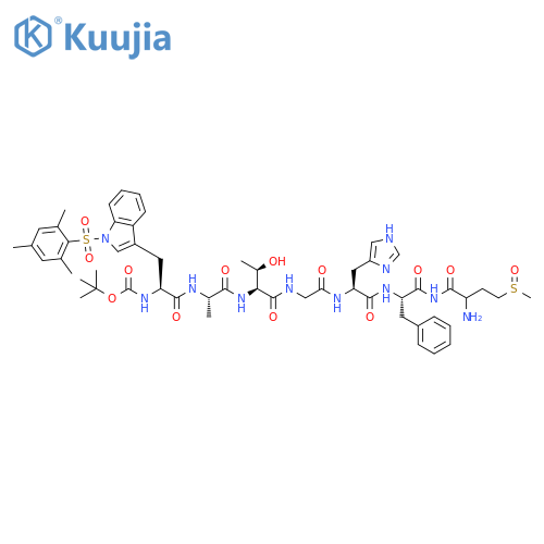 Butanamide, N-[(1,1-dimethylethoxy)carbonyl]-1-[(2,4,6-trimethylphenyl)sulfonyl]-L-tryptophyl-L-alanyl-L-threonylglycyl-L-histidyl-L-phenylalanyl-4-(methylsulfinyl)-L-2-amino- (9CI) structure
