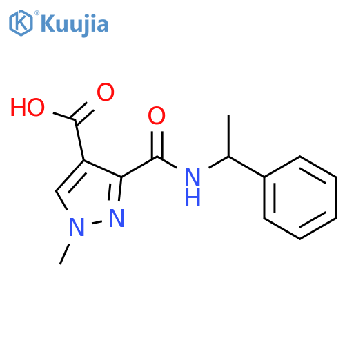 1-Methyl-3-((1-phenylethyl)carbamoyl)-1H-pyrazole-4-carboxylic acid structure