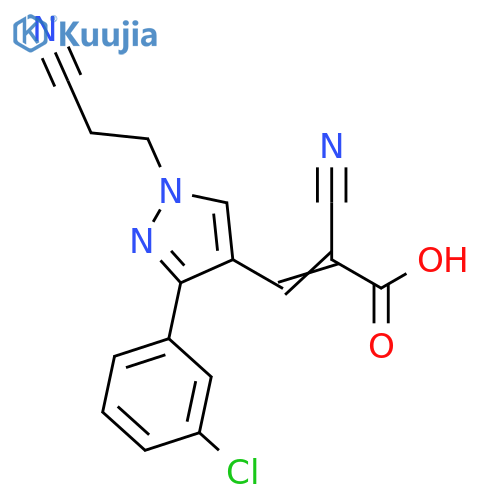 3-3-(3-chlorophenyl)-1-(2-cyanoethyl)-1H-pyrazol-4-yl-2-cyanoprop-2-enoic acid structure