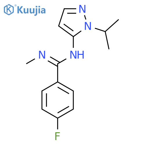 4-Fluoro-N-methyl-N'-1-(propan-2-yl)-1H-pyrazol-5-ylbenzene-1-carboximidamide structure