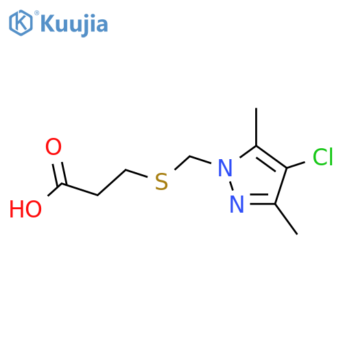 3-(4-Chloro-3,5-dimethyl-pyrazol-1-ylmethylsulfanyl)-propionic acid structure
