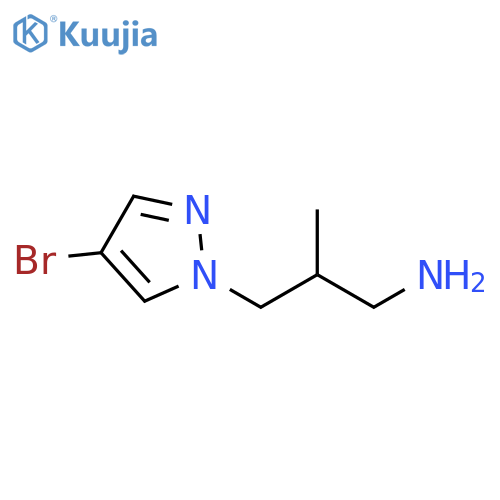 3-(4-bromo-1H-pyrazol-1-yl)-2-methylpropan-1-amine structure