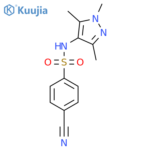 4-cyano-N-(trimethyl-1H-pyrazol-4-yl)benzene-1-sulfonamide structure