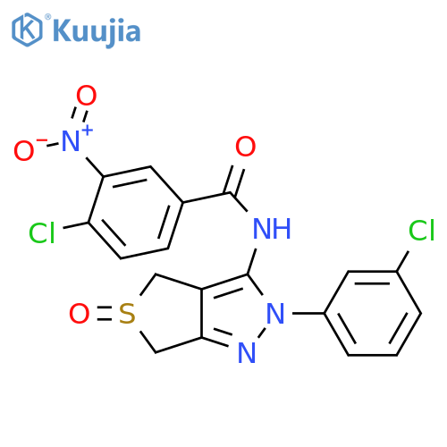 4-chloro-N-[2-(3-chlorophenyl)-5-oxo-2H,4H,6H-5lambda4-thieno[3,4-c]pyrazol-3-yl]-3-nitrobenzamide structure