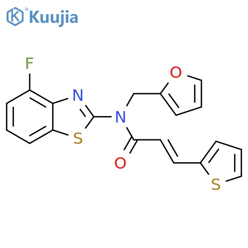 (2E)-N-(4-fluoro-1,3-benzothiazol-2-yl)-N-[(furan-2-yl)methyl]-3-(thiophen-2-yl)prop-2-enamide structure