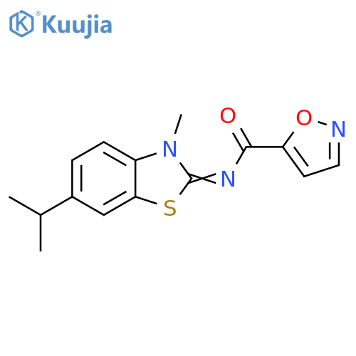 N-[3-methyl-6-(propan-2-yl)-2,3-dihydro-1,3-benzothiazol-2-ylidene]-1,2-oxazole-5-carboxamide structure