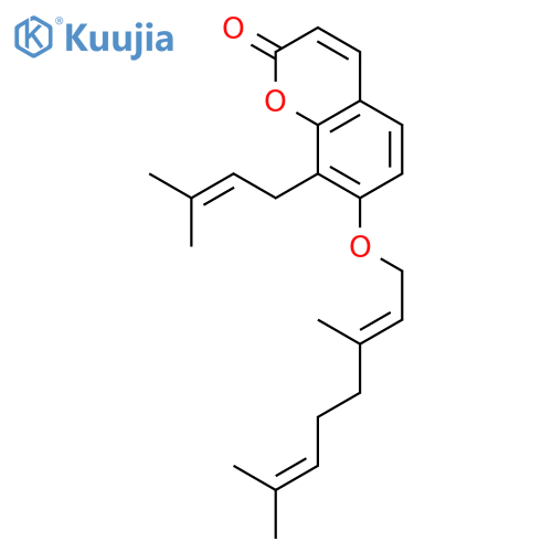 2H-1-Benzopyran-2-one,7-[(3,7-dimethyl-2,6-octadienyl)oxy]-8-(3-methyl-2-butenyl)-, (E)- (9CI) structure