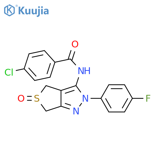 4-chloro-N-[2-(4-fluorophenyl)-5-oxo-2H,4H,6H-5lambda4-thieno[3,4-c]pyrazol-3-yl]benzamide structure