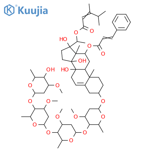 Pregn-5-ene-8,12,14,17,20-pentol,3-[(O-2,6-dideoxy-3-O-methyl-a-L-ribo-hexopyranosyl-(1®4)-O-2,6-dideoxy-3-O-methyl-b-D-ribo-hexopyranosyl-(1®4)-O-2,6-dideoxy-3-O-methyl-a-L-lyxo-hexopyranosyl-(1®4)-2,6-dideoxy-3-O-methyl-b-D-ribo-hexopyranosy structure