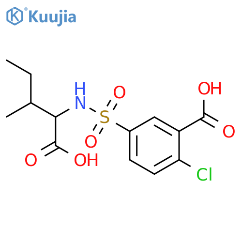 5-(1-carboxy-2-methylbutyl)sulfamoyl-2-chlorobenzoic acid structure