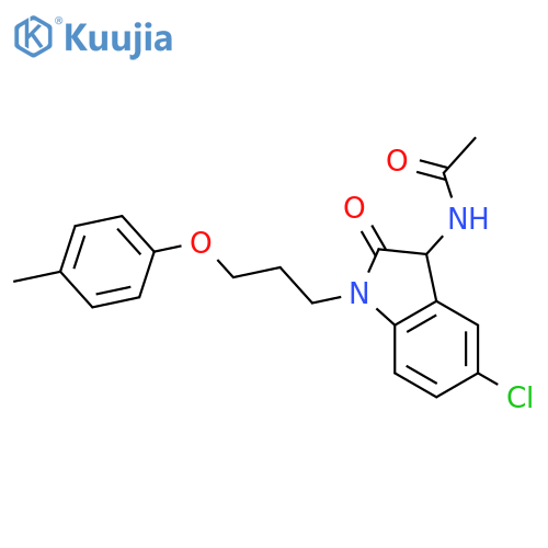 N-{5-chloro-1-[3-(4-methylphenoxy)propyl]-2-oxo-2,3-dihydro-1H-indol-3-yl}acetamide structure