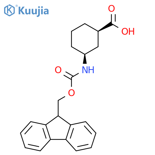 (1R,3S)-3-({(9H-fluoren-9-yl)methoxycarbonyl}amino)cyclohexane-1-carboxylic acid structure