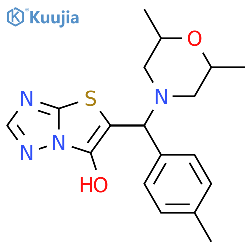 5-[(2,6-dimethylmorpholin-4-yl)(4-methylphenyl)methyl]-[1,2,4]triazolo[3,2-b][1,3]thiazol-6-ol structure