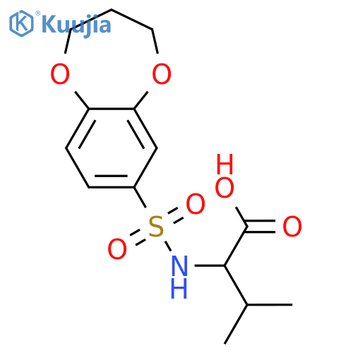 2-(3,4-dihydro-2H-1,5-benzodioxepine-7-sulfonamido)-3-methylbutanoic acid structure