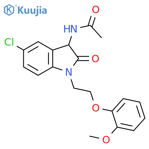 N-{5-chloro-1-[2-(2-methoxyphenoxy)ethyl]-2-oxo-2,3-dihydro-1H-indol-3-yl}acetamide structure