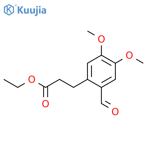 Benzenepropanoic acid, 2-formyl-4,5-dimethoxy-, ethyl ester structure