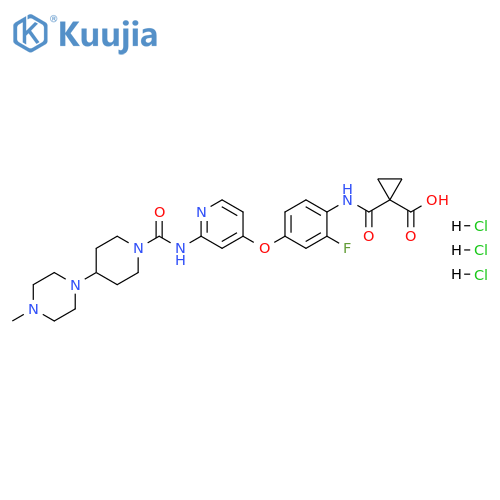 Cyclopropanecarboxylic acid, 1-[[[2-fluoro-4-[[2-[[[4-(4-methyl-1-piperazinyl)-1-piperidinyl]carbonyl]amino]-4-pyridinyl]oxy]phenyl]amino]carbonyl]-, hydrochloride (1:3) structure