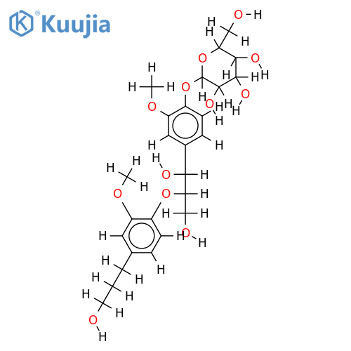 (7R,8S)-erythro-7,9,9'-tirhydroxy-3,3'-dimethoxy-8-O-4'-neolignan-4-O-beta-D-glucopyranoside structure