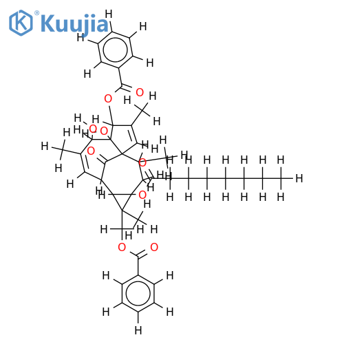 3-O-benzoyl-17-benzoyloxy-13-octanoyloxy-20-deoxyingenol structure