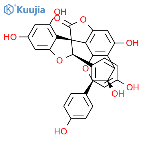 Spiro[benzofuran-3(2H),9'(8'H)-[2H]furo[2,3-h][1]benzopyran]-8'-one,3',4'-dihydro-3',4,5',6-tetrahydroxy-2,2'-bis(4-hydroxyphenyl)-,(2R,2'R,3R,3'R)- structure