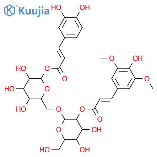 6-O-β-D-Glucopyranosyl-D-glucose; β-Pyranose-form, 2'-O-(4-Hydroxy-3,5-dimethoxy-E-cinnamoyl), 1-O-(3,4-dihydroxy-E-cinnamoyl) structure