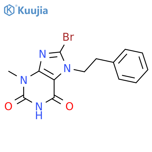 8-bromo-3-methyl-7-(2-phenylethyl)-2,3,6,7-tetrahydro-1H-purine-2,6-dione structure