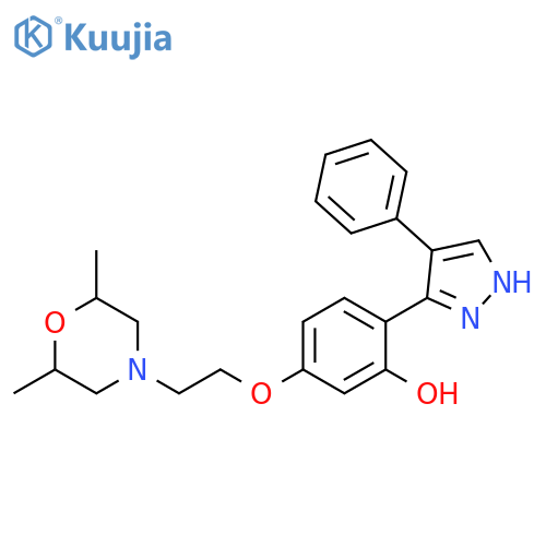 5-[2-(2,6-dimethylmorpholin-4-yl)ethoxy]-2-(4-phenyl-1H-pyrazol-3-yl)phenol structure