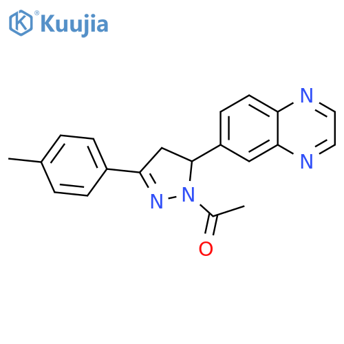 1-[3-(4-methylphenyl)-5-(quinoxalin-6-yl)-4,5-dihydro-1H-pyrazol-1-yl]ethan-1-one structure