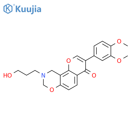 3-(3,4-dimethoxyphenyl)-9-(3-hydroxypropyl)-4H,8H,9H,10H-chromeno[8,7-e][1,3]oxazin-4-one structure