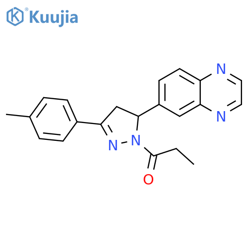 1-[3-(4-methylphenyl)-5-(quinoxalin-6-yl)-4,5-dihydro-1H-pyrazol-1-yl]propan-1-one structure