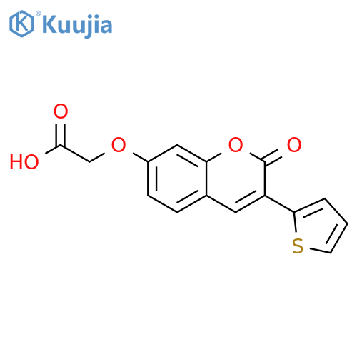 2-{2-oxo-3-(thiophen-2-yl)-2H-chromen-7-yloxy}acetic acid structure