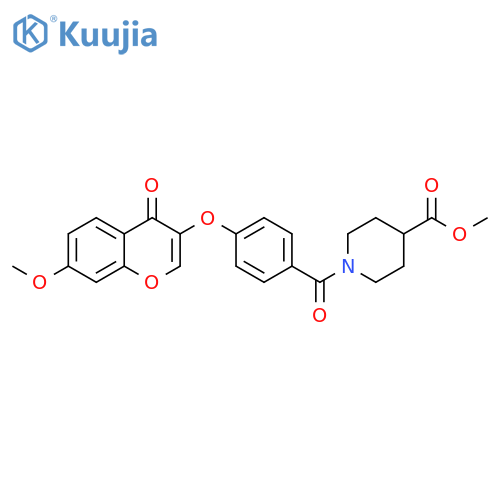 methyl 1-{4-[(7-methoxy-4-oxo-4H-chromen-3-yl)oxy]benzoyl}piperidine-4-carboxylate structure