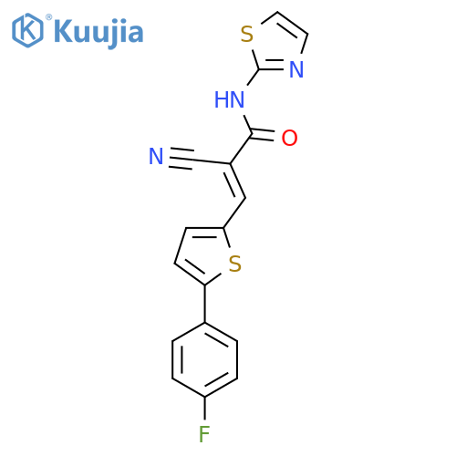 2-cyano-3-[5-(4-fluorophenyl)thiophen-2-yl]-N-(1,3-thiazol-2-yl)prop-2-enamide structure