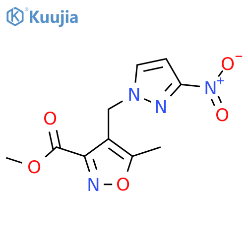 methyl 5-methyl-4-(3-nitro-1H-pyrazol-1-yl)methyl-1,2-oxazole-3-carboxylate structure