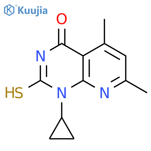 1-cyclopropyl-5,7-dimethyl-2-sulfanyl-1H,4H-pyrido2,3-dpyrimidin-4-one structure