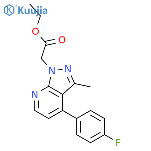 ethyl [4-(4-fluorophenyl)-3-methyl-1H-pyrazolo[3,4-b]pyridin-1-yl]acetate structure