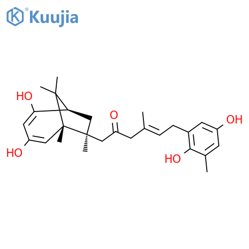 4-Hexen-2-one, 6-(2,5-dihydroxy-3-methylphenyl)-1-[(1R,6S,7S)-2,4-dihydroxy-6,7,9,9-tetramethylbicyclo[4.2.1]nona-2,4-dien-7-yl]-4-methyl-, (4E)-rel- structure