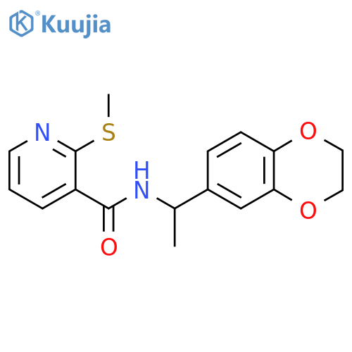 N-[1-(2,3-dihydro-1,4-benzodioxin-6-yl)ethyl]-2-(methylsulfanyl)pyridine-3-carboxamide structure